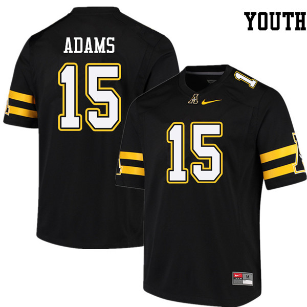 Youth #15 Mock Adams Appalachian State Mountaineers College Football Jerseys Sale-Black - Click Image to Close